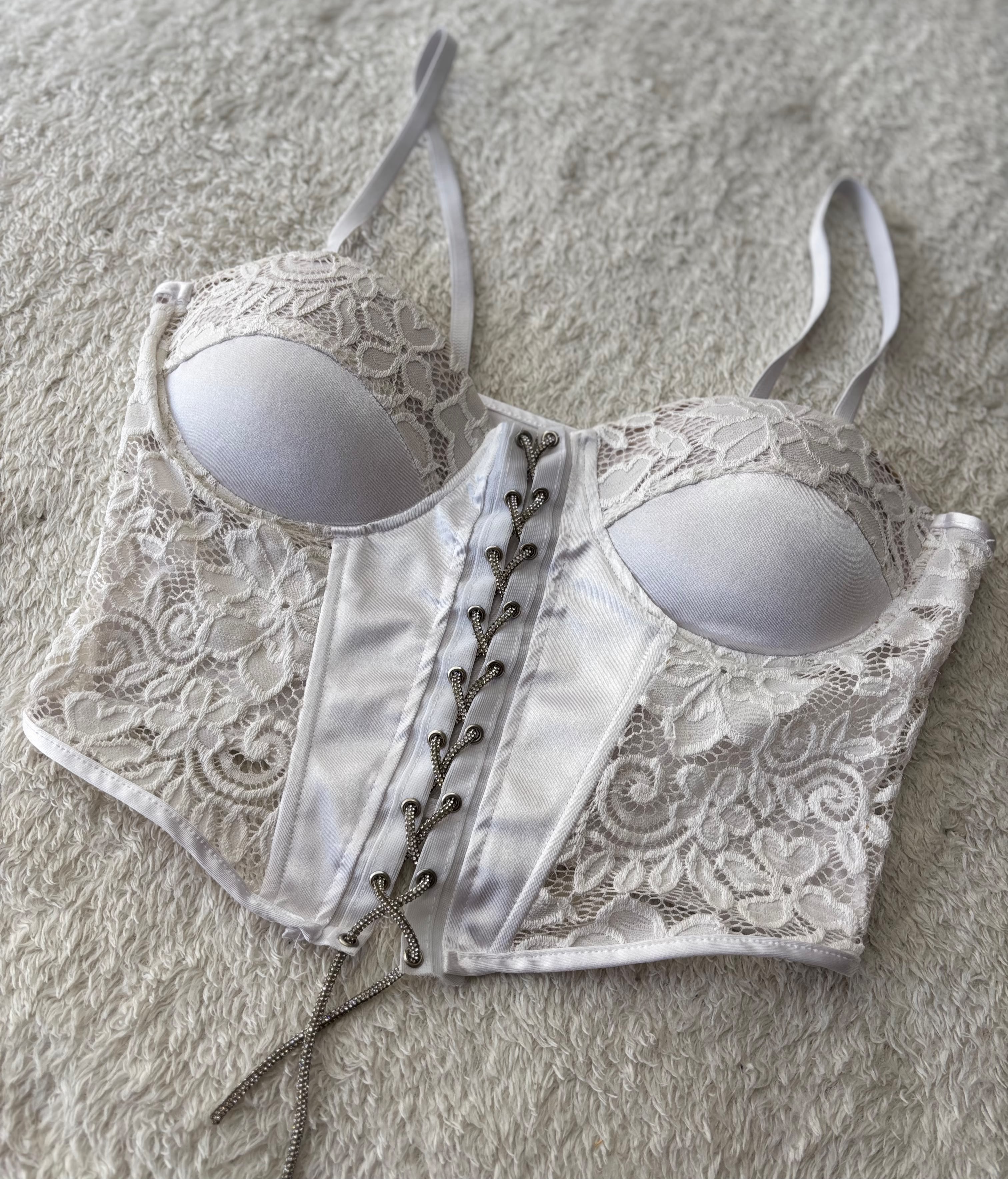 Corset branco de renda